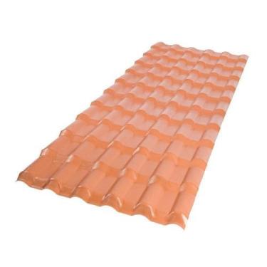 Imagem de Kit 10 Telhas Plan PVC 2,42x0,88 6 Ondas Afort Marrom/Terracota