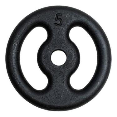 Imagem de Anilha Ferro Fundido 5kg Pintada Cor Preta com Furo 31mm - KyarFit
