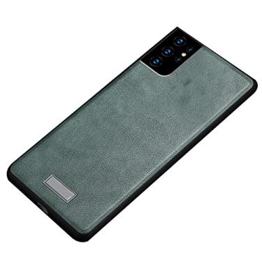 Imagem de Capa para Samsung Galaxy S21/S21 Plus/S21 Ultra, capa protetora de poliuretano termoplástico elegante de couro premium ultrafino para negócios elegante e elegante, verde, S21 Plus de 6,7 polegadas