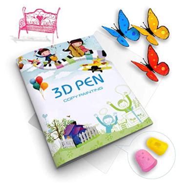 Imagem de Livro de desenho de impressão 3D, reutilizável colorido 40 padrões modelo de papel grosso com uma placa transparente, modelo de grafite de pintura para caneta 3D presente DIY para crianças