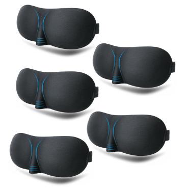 Imagem de Kit 5x Máscara Para Dormir 3D Tapa Olho Ajustável Super Confortável Macia Relaxar Viagem Turno Noturno