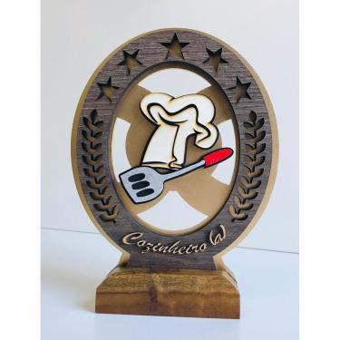 Imagem de Troféu Profissão Cozinheiro 3d Em Mdf E Madeira 25cm 
