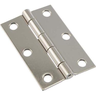 Imagem de Hillman Hardware Essentials 853398 Dobradiças de porta estreitas claras e pinos fixos de aço inoxidável, 7,6 cm, pacote com 2