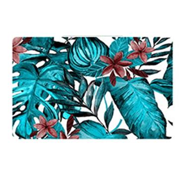 Imagem de Tapetes de banheiro, tapetes macios de banheiro - tapete de banheiro com água de secagem rápida, tapete de banheiro fino sob a porta, tapetes de banheiro antiderrapantes para banheiro, lavagem à máquina (40,64 x 60,96 cm folha azul)