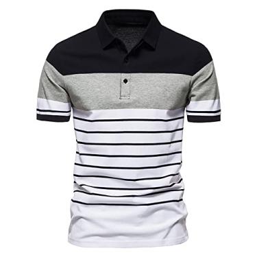 Imagem de Camisa pólo masculina de golfe, tênis, esporte, camiseta, streetwear, casual, moda, desempenho atlético, camisa pólo manga curta,Gray,3XL