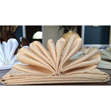 Imagem de Atlas Kitchen Dinner Napkins Cloth GOLDISH BEIGE with Polka Dots 18x18 Bulk 100% Natural Pima Cotton Sateen Linens for Events, Weddings and Dinner - Set of 8