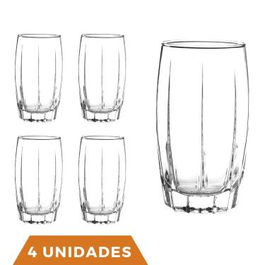 Imagem de Kit Copos 374 ML Vidro Long Drink Transparente Amadeus 4Un