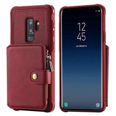 Imagem de Carteira para Samsung Galaxy S21 S20 FE 5G Case S10 S9 S8 Note 20 Ultra S 21 9 Note 10 Plus Capa de telefone de couro, vermelho, para S21