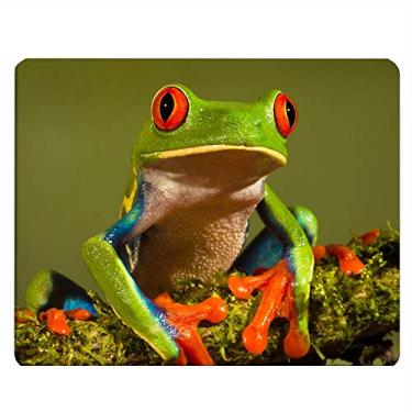 Imagem de Nicokee Sapo Mousepad de jogos bonito árvore sapo verde animal selvagem tapete de mouse para mesa de computador laptop escritório 9,5 x 7,9 polegadas borracha antiderrapante