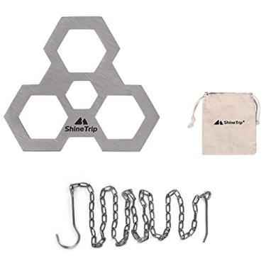 Imagem de Tingpai Chur squei pa acampamento ao ar livre e tripé pa pendu r estante de aço inoxidável pa foguei grelha pa panelas