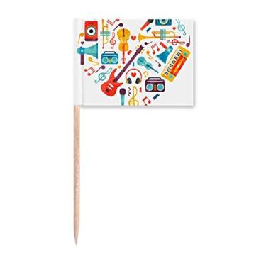 Imagem de Instrumento musical de guitarra com padrão de coração palito de dentes marcadores para decoração de festa