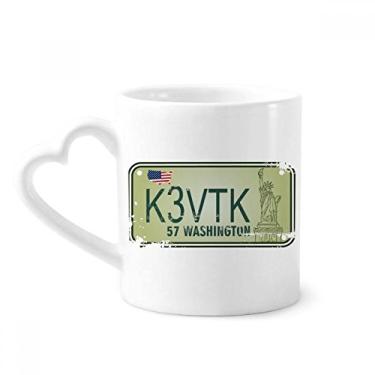 Imagem de Caneca com estampa de número de carro americano EUA café cerâmica copo de coração de vidro