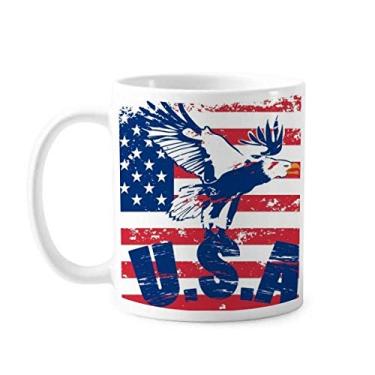 Imagem de Bandeira dos EUA Haliaeetus leucocephalus Caneca de cerâmica xícara de café porcelana louça
