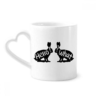 Imagem de Caneca natural com contorno de animais de coelho preto caneca de café cerâmica copo de coração de vidro