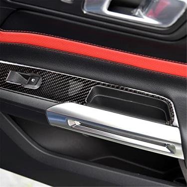 Imagem de Acabamento da capa do decalque do adesivo de fibra de carbono compatível com Ford Mustang S550 2015-2023 (clássico, maçaneta de porta, apoio de braço para janela 03)