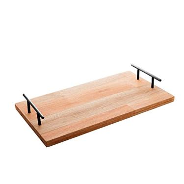 Imagem de BANDEJA MADEIRA COM ALÇA INOX LIPTUS 45x28x7CM PRETA