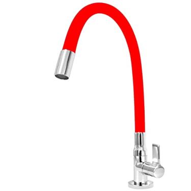 Imagem de Torneira Cozinha Mesa Flexível Luxo Color Red C-65