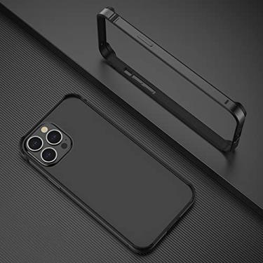 Imagem de Para iPhone 12 Pro Case Metal Frame Ultra Slim Alumínio TPU Bumper Protect Cover para iPhone 12 13 Mini 13 Pro Max Cases, Preto, Para iphone 13