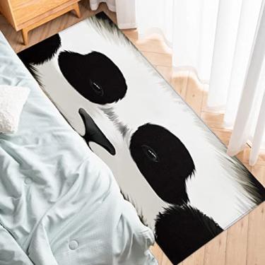 Imagem de Tapete de cozinha para corredor, fofo, panda animal, preto, branco, antiderrapante, tapete para corredor, para lavanderia, cabeceira, banheiro, quarto, 49,7 x 163 cm