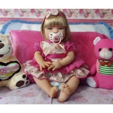 Imagem de Boneca Bebê Tipo Reborn Realista Loira - Kit Acessórios - Sid Nyl