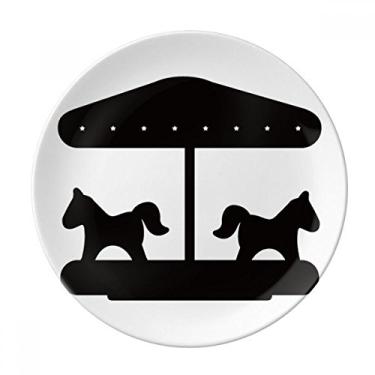 Imagem de Prato de Contorno de Parque de Diversões Carrossel Preto Decorativo de Porcelana Salver Prato de Jantar