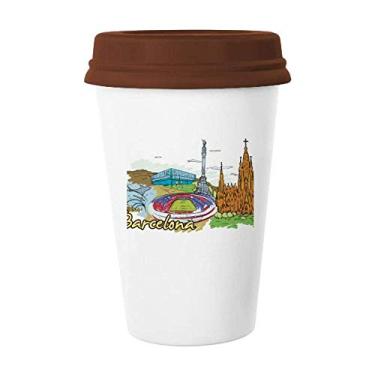 Imagem de Caneca Espanha Barcelona Monumento Aquarela Caneca Café Copo Cerâmica Copo Copo Tampa