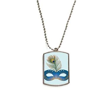 Imagem de DIYthinker Colar para animais de estimação com pingente de corrente de aço inoxidável Feliz Carnaval de Veneza com cabeça azul