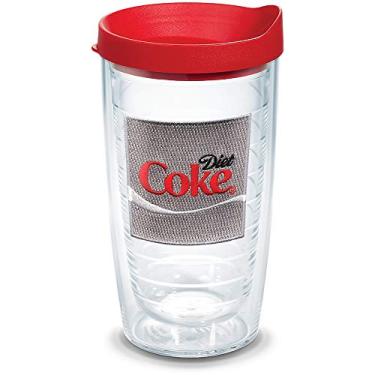Imagem de Tervis Coca-Cola - Copo isolado de coca diet com emblema e tampa vermelha, 473 ml, transparente