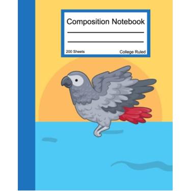 Imagem de Sunrise African Grey Parrot Composition Notebook: Colorful African Grey Parrot in Sunrise, 200 Pages, College Ruled, Great Gift or Present for You, Your Loved Ones or Friends