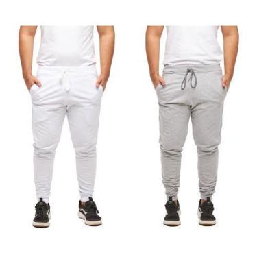 Imagem de KIT 02 Calças Moletom Masculina Jogger Slim Fit Básica Lisa M9-Masculino