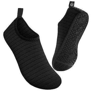 Imagem de Metog Meias aquáticas masculinas femininas de secagem rápida, sem cadarço, para praia, natação, esportes, surfe, ioga, exercícios, Listras iluminadas, preto, 7.5-8.5 Women/6.5-7.5 Men