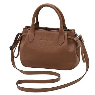 Imagem de Mariart Mini Capitólio Bolsa Transversal Feminina de Couro Bovino Legítimo (Camel)