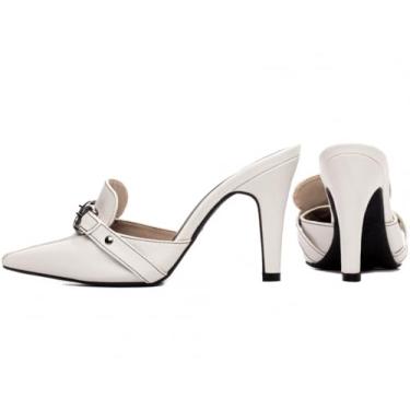 Imagem de Sapato Scarpin Mule Salto Alto Fino Off White Torricella AVS 67055C Tamanho:39;cor:branco