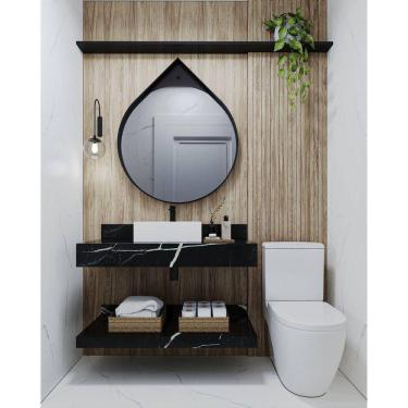 Imagem de Bancada em Porcelanato 60/80/100cm Sem Cuba Darabas Agardi Preto