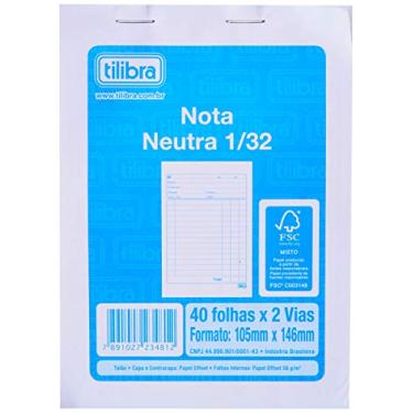 Imagem de Talão de Nota Neutra 1/32 Pequeno 40x2 Vias, Tilibra, 10.5x14.6cm, 80 Folhas