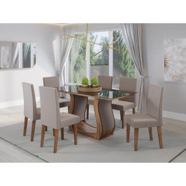 Imagem de Mesa de Jantar Retangular Livia com 6 Cadeiras Venus Imbuia/Preto/Marrom
