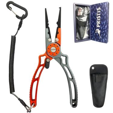 Imagem de Pristis Alicate de pesca UTA II, equipamento de alicate de anel dividido multifuncional, cortador removedor de gancho de bloqueio revestido de teflon resistente à água salgada, topo de aço inoxidável