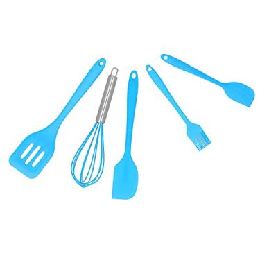 Imagem de Raspador de cozinha, escova de óleo 5 peças/conjunto para utensílios de cozinha de silicone para ferramentas de cozimento DIY para colheres de pá de cozinha(Conjunto de 5 peças azul)