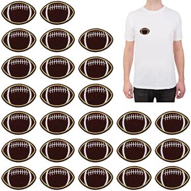 Imagem de 30 peças de adesivos bordados para futebol americano marrom escuro Bumble ferro costurados em apliques bordados de costura para decoração DIY mochilas roupas