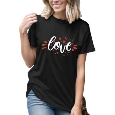 Imagem de Cuteduck Camisetas femininas com estampa de margarida, gola redonda, flores silvestres, blusa casual, Preto 01, G