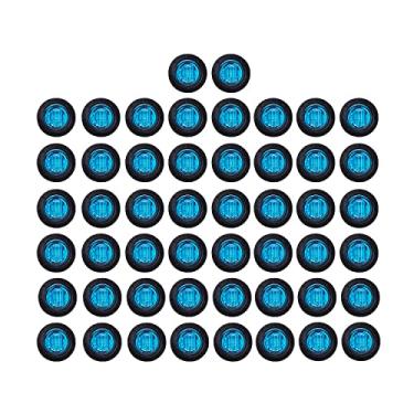 Imagem de TMH 50 peças de luzes indicadoras laterais de LED azuis redondas de 3/4 polegadas com ilhós para caminhão, caminhão, reboque, caminhão, caminhonete, caminhonete, montagem embutida 3led