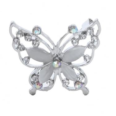 Imagem de JUNYY Broche feminino de borboleta de cristal de strass elegante cachecol de inseto xaile acessórios de roupas (prata), tamanho único