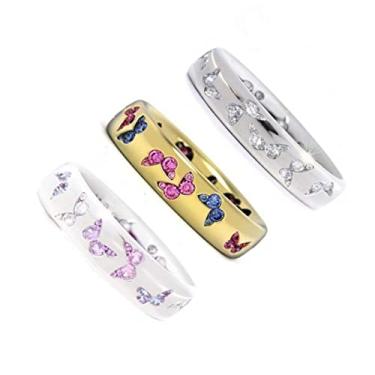 Imagem de Conjunto de 2 a 3 peças de anéis de dedo vintage com contas de cristal padrão Buterfly para mulheres meninas adolescentes colorido strass animal anel de declaração joia de casamento presente de dia