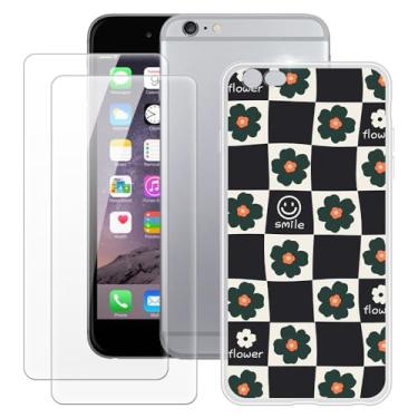 Imagem de MILEGOO Capa para iPhone 6 Plus + 2 peças protetoras de tela de vidro temperado, à prova de choque, capa de TPU de silicone macio para iPhone 6S Plus (5,5 polegadas)