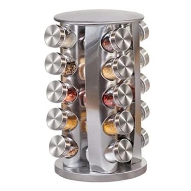 Imagem de Porta Temperos Condimentos 20 Potes Giratorio Redondo Inox, Alira Home