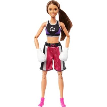 Imagem de Boneca Barbie Feita para Mexer To move articulada Profissões Boxeadora com acessórios de Boxe, uniforme e luvas HRG40 Mattel