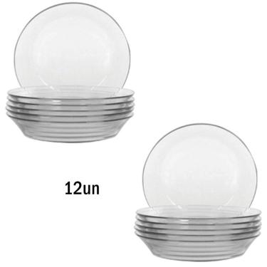 Imagem de Jogo de 12 Pratos Fundos Astral Duralex 22,2cm Vidro Transparentes Nadir Figueiredo
