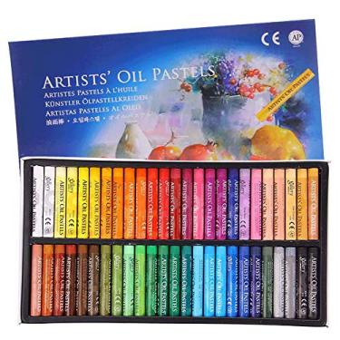 Imagem de Conjunto de pastel a óleo, pintura profissional, pastéis, desenho, grafite, giz de cera, lavável, redondo, não tóxico, palitos pastéis para artistas, crianças, estudantes, iniciantes (50 cores)