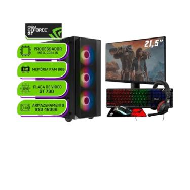 Imagem de PC Gamer Alligator Shop Intel Core i5 3470, GeForce GT 730 4GB, Memoria 8GB DDR3, SSD 480GB, Monitor 21,5 Polegadas
