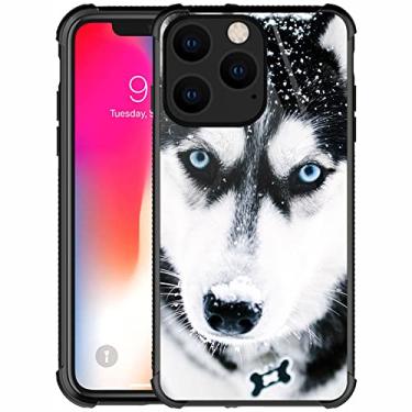 Imagem de CARLOCA Capa compatível com iPhone 14, focinheira de cachorro Husky design padrão de olho azul para meninas meninos capa antiarranhões à prova de choque para Apple iPhone 14
